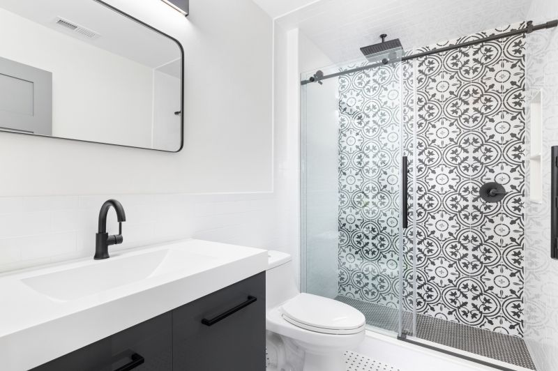 Large Tile Pattern in Bathroom Shower